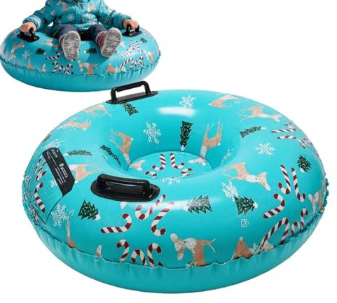 Trineo de tubo de nieve grueso resistente al frío con asas dobles, trineo inflable para adultos y niños, para jardín, parque, parque infantil, patinaje, esquí, césped, colina, deslizamiento, agua
