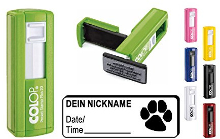 “Paw Print” Geocaching Stamp with Personalised Geocacher Name/Nickname - Rectangular Pocket Stamp