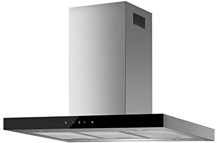 electriQ 90cm Slimline Box Touch Control Island Hood Stainless Steel