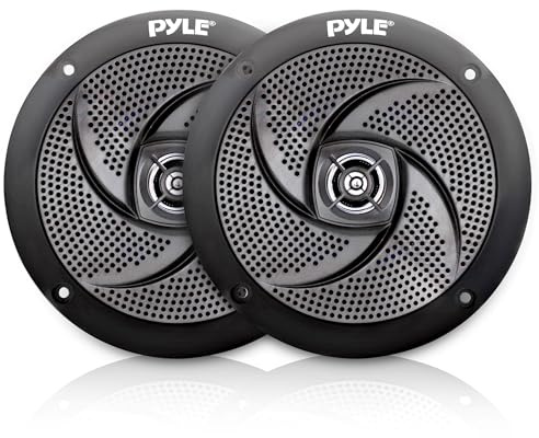 Low-Profile Waterproof Marine Speakers - 240W 6.5 Inch 2 Way 1 Pair Slim Style Waterproof and Weather Resistant Outdoor Audio Stereo Sound System, for Boat, Off-Road Vehicles - Pyle (Black)