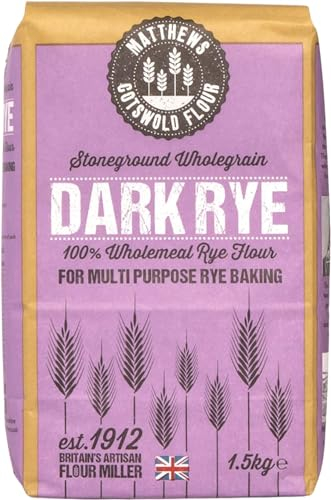 Matthews Cotswold Stoneground Wholegrain Dark Rye Flour | 100% Pumpernickel Flour | Specialty | Artisanal | Milled in Britain (1.5kg Bag (Single Bag))