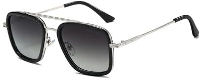 SHEEN KELLY Lunettes de soleil Hommes Femmes Rétro Pilote Carré Cadre en métal Rectangle Classique Mode Lunettes