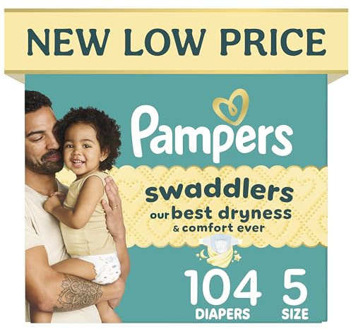 Pampers Baby Diapers - Swaddlers - Size 5, 104 Count, Ultra Absorbent Disposable Infant Diaper