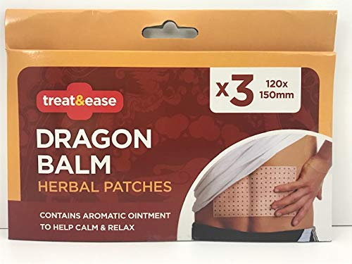 Dragon Balm -Treat&Ease -Herbal Heat Patches - Value Parcel of 15 (5 Packs of 3 Patches Each) Each Patch 120 mm x 150 mm.