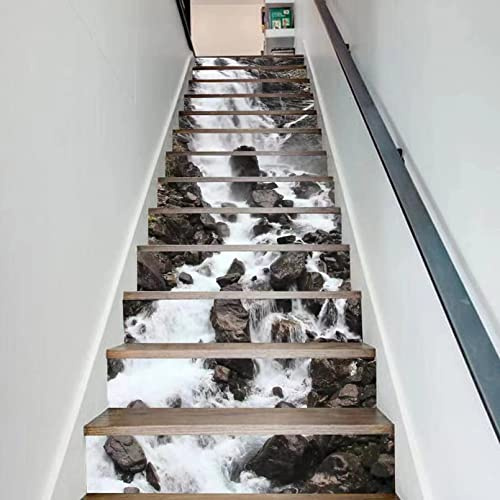 AGSYFFD 3D Stair Sticker Self Adhesive Stair Riser Decal Removable Wallpaper Mural House Home Decor (39.4 L x 7 W x 13 PCS)