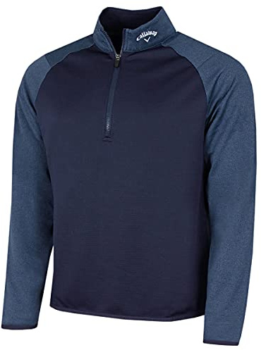 Callaway Golf Herren Langarm 1/4 Zip Waffel Pullover - Peacoat - M