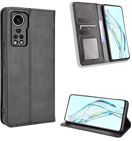 BellaCase ZTE Axon 30 5G Hülle [Brieftasche] [Klammerfunktion] [Kartenfächer] [Magnetic Flip Cover] Kompatibel mit ZTE Axon 30 5G Smartphone(Schwarz)