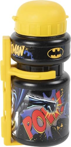 DC Universe Batman Trinkflasche für Kinder 350 ml Superhelden gelb Schwarz Herren Fledermaus Sicherheit für Fahrrad
