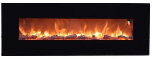 Sined Aprica Caminetto Elettrico Da Parete In Acciaio e Vetro Da 1500w Effetto Fiamma Led Nero Realistico Effetto Fiamma Led In 6 Livelli Di Intensita Della Luce Con Telecomando Per Casa e Ufficio