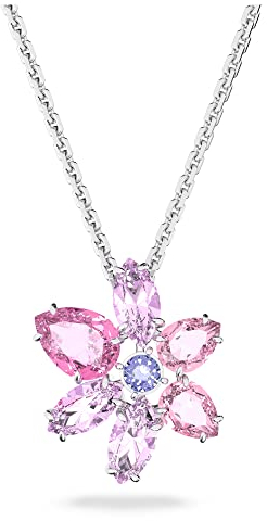 Swarovski Gema Halskette, Blaue und Rhodinierte Damenkette mit Strahlenden Swarovski Kristallen