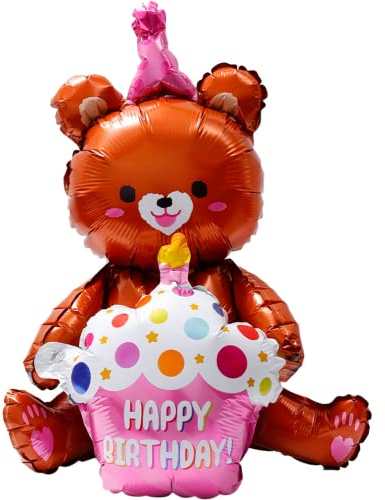 DIWULI süßer Teddy-Bär Ballon XL - Happy Birthday Deko