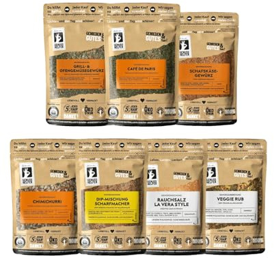 Bremer Gewürzhandel Genuss-Set Veggie Grillen Box, 7-tlg., Gewürzset, vegetarische Grillgewürze, Geschenkset, 605g