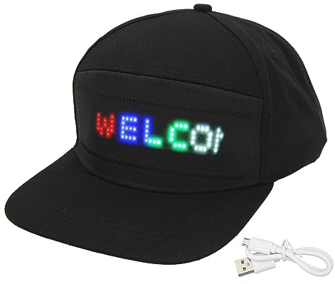 Dpofirs LED Hüte für Teens und Erwachsene, Programmierbare Bluetooth App Steuerung LED Cap Hut mit Licht für Outdoor Konzert Karneval, Schwarz, EinheitsgröÃŸe