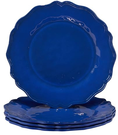 Isabella Blue Unbreakable Melamine Salad/Dessert Plates, Set of 4 – BPA-Free 9 Lightweight Plates for Indoor Outdoor Use, Chip-Resistant, Dishwasher Safe, Reusable Tableware