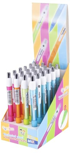 gimboo Porte-mine HB Graphite : 0,5 mm/Multicolore / 24 pièces/Couleurs assorties/Emballé dans un présentoir/Poignée ergonomique en caoutchouc
