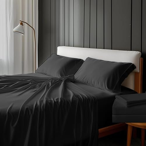 California-King-Bettlaken, 100 % Viskose aus Bambus, ultraweiches Spannbetttuch mit 4 elastischen Bändern, 45,7 cm tiefe Tasche, kühlend für heiße Schläfer