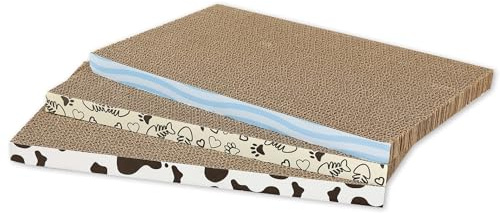 ULTRALARK ¡Pack de 3 Rascadores de Cartón Premium para Gatos! Tumbona Duradera para Interior - 42x28x2.5 cm (3 Unidades) - Ideal para Afilar Uñas y Descanso