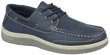 Charles Southwell Chaussures en cuir synthétique à enfilage facile pour homme, taille large, bateau léger et confortable, à lacets ou à scratch, style décontracté, 44 EU