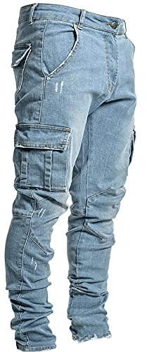 Pantalones Vaqueros para Hombre Pantalones Casual Moda Jeans Trend Largo Pantalones Pants Skinny Slim Fit Pantalon Trabajo Fitness Jeans Largos Pantalones Ropa de Hombre