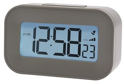 Acctim Kyle Digital Alarm Clock, Desk Clock, LCD Digital Display with White Backlight, Snooze Function, Volume Control (Jeep Grey)
