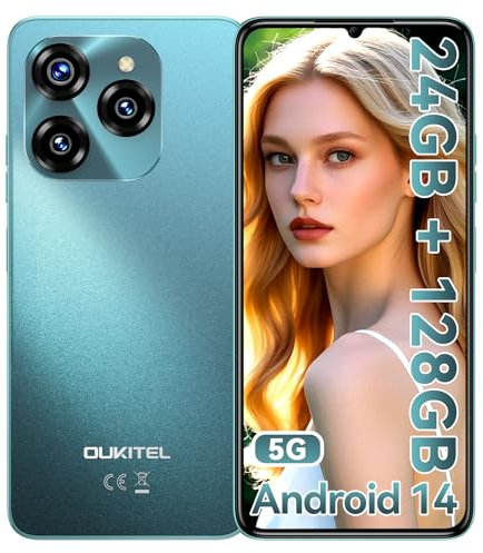 OUKITEL C50 5G Smartphone- Android 14 Mobile phone 5150mAh Battery & 10W，24GB + 128GB(1TB) Gaming phone,6.8 HD+ Display, 50MP+5MP Camera, Sim-Free & Unlocked Mobile Phones, FaceID/Fingerprint/GPS/OTG