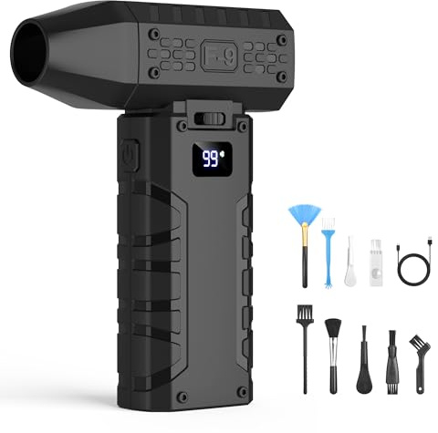 Soplador de Polvo Eléctrico, 110,000 RPM, Velocidad Continuamente Variable, Soplador de Aire Inalámbrico Recargable con luz LED y Pantalla HD, Ideal Para Teclados de Computadora,Staubgebläse
