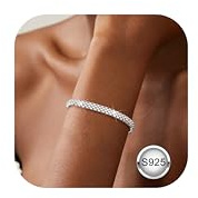 Chriscoco Armband Silber 925 Damen Verstellbare Armbänder Silber Stapelbare Silberarmband Tennisarmband Zirkonia Armkette für Damen Mädchen 17.5 cm