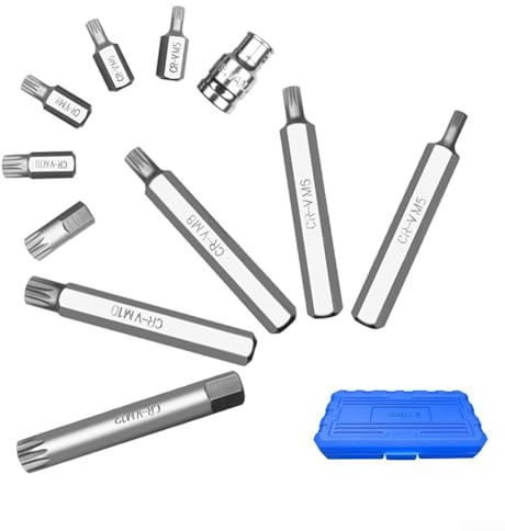 Juego de 11 llaves de vaso de impacto con brocas tipo M y adaptador de enchufe para trabajos mecánicos y automotrices