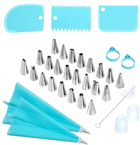 Kit di tubazioni per glassare | Forniture riutilizzabili per glassa, set di beccucci per dolci, caramelle, pasticcini, cupcake e biscotti