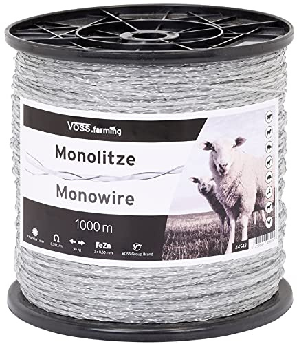 VOSS.farming 1000m Monolitze Polydraht transparent, Weidezaun, Litze, Elektrozaun, für Lange und schwierige Einzäunungen, Schaf, Rind, Ziege