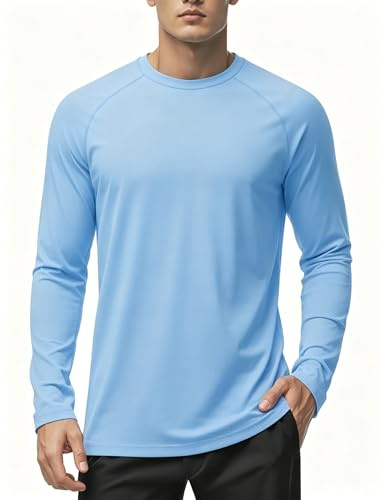 MAGCOMSEN UV-tröja för män, UPF 50+, långärmad, ledig, lätt T-shirt för utomhusbruk, BLÅ, XXL