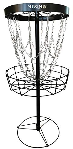 Viking Discs Battle Basket Pro Disc Golf Korb 130 cm Hoch - Leichtes und Tragbares Frisbee Golf-Ziel - Stark und Stabil - Für Putting-Übungen und die Gestaltung des Heimkurses, Schwarz