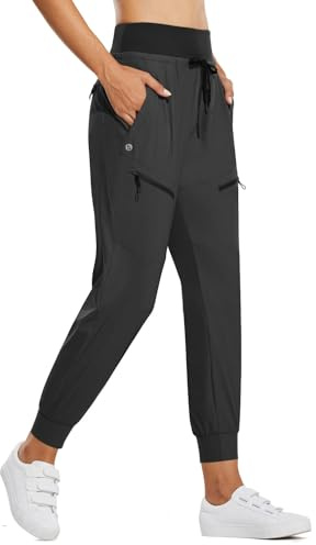baleaf Womens Hiking Pants Lightweight Quick Dry Joggers High Waist 5 Zipper Pockets Travel Athletic UPF50+ Dark Gray M