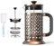 Honeyhouse Caffettiera Francese in Vetro e Acciaio | 1000ml French Press in Acciaio Inossidabile bricco in Vetro borosilicato | Caffettiera Francese di Vetro (Oro)