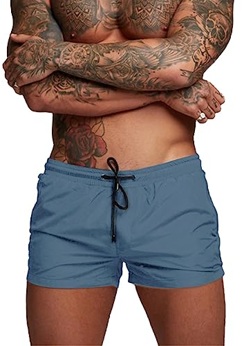 Donason Badehose Herren Schnelltrocknend Badeshorts für Herren Sporthose Laufshorts Männer Sport Kurze Hose Schwimmhose mit Mesh-Futter und Reißverschluss Taschen
