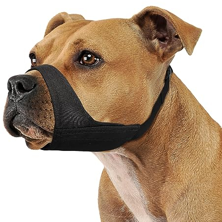 Mayerzon Pitbull Maulkorb, weicher Maulkorb für American Bully Bulldog Boxer Rottweiler, Anti Beißer Kauen Kampf Maulkorb für Grooming, Stoff Maulkorb für mittlere große Kurze Schnauze Hund