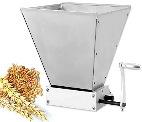 Manuelle Verstellbare Getreidemühle Malzmühle, Grain Crusher Malz-Getreidemühle-Kit aus Edelstahl mit 2 Rollen Handkurbel 4L
