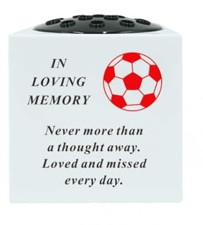 Memorial Black And White Plastic Football Rose Bowl Vase Pot With Black Lid David Fischhoff (Red), DF19700