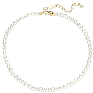 beejune Moderne Pearl Necklace Women, 6mm Boho Imitation Pearl Necklace, Für Männer Damen Frauen Und Mädchen Geschenke