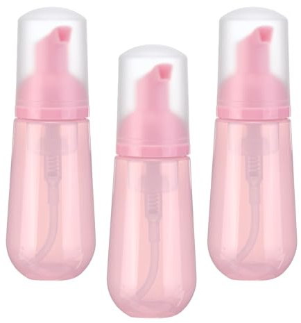 QUARKZMAN 3Pcs Bouteille Moussante, Contenants de Voyage Vides pour Mousse, Mini Distributeurs de Savon Mousse, Distributeur de Shampoing pour Cils 60ml, 2oz, Rose Transparent