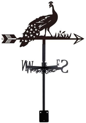 SUPERDANT Pfau Wetterhahn Für Dach Tier Metall Wetterfahne Garten Wetterfahnen Schwarz Windrichtungsanzeiger Windfahnen Schilder Für Bauernhaus Hof Im Freien Bauernhof Scheunen Garten Terrasse Dekor