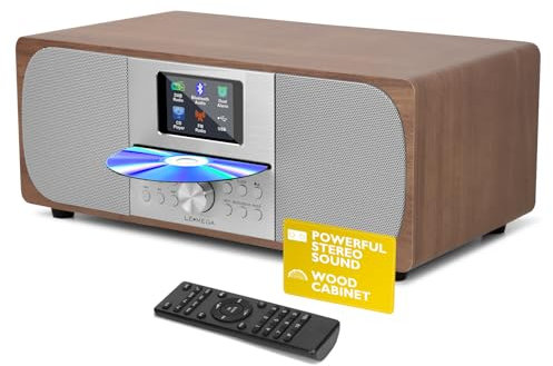 Stereo Digitalradio CD-Player | HiFi-System | DAB+, USB MP3, Bluetooth5.3, UKW | Leistungsstarkes Stereosystem | Akustisches Holzgehäuse, 100W | 40 Voreinstellungen, Kopfhöreranschluss | LEMEGA MSY6