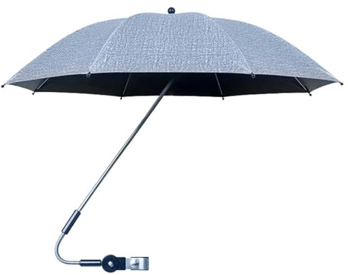 Ombrellone per carrozzina, ombrello per bambini, 50 + UV, ombrello per passeggino con morsetto, ombrellone per passeggino, per carrello, sedia a rotelle, sedia a rotelle e sedia a rotelle
