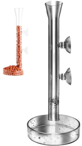 Fischfutterautomaten, 7,8 Fisch Fütterungsrohr und Schale klare Acryl Garnelen Feederrohr mit Saugumschluck für Fischtank Aquarium Garnelen Tankzubehör