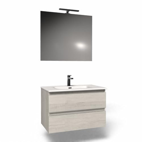 Mama Store Atena Composizione Doppio Cassetto con Gole Quercia Bianco 61x53x46