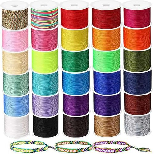 1500M Filo di Cotone Cerato, BetterJonny Fili Cotone Cerato Filo Cordoncino 0.8mm per Bracciali Artigianato Intrecciato Fili Corda Multicolore per Collana Braccialetti
