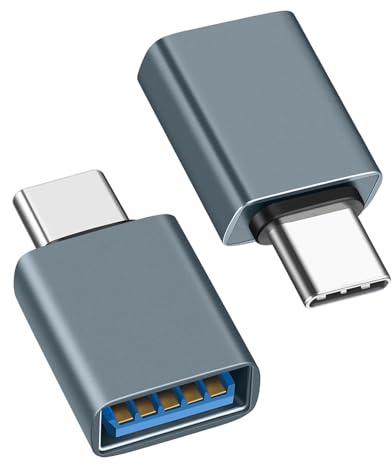 2 Pack Aluminum Type C Male To USB 3.2 Female Adaptor, 10Gbps USB C To USB Adapter, USB-C Adapter, USBC To AAdapter, CTo USBAdaptor, TypeC To USB, TypeC To USB Adaptor, USBC To USB Adapter (2PCS Gray）