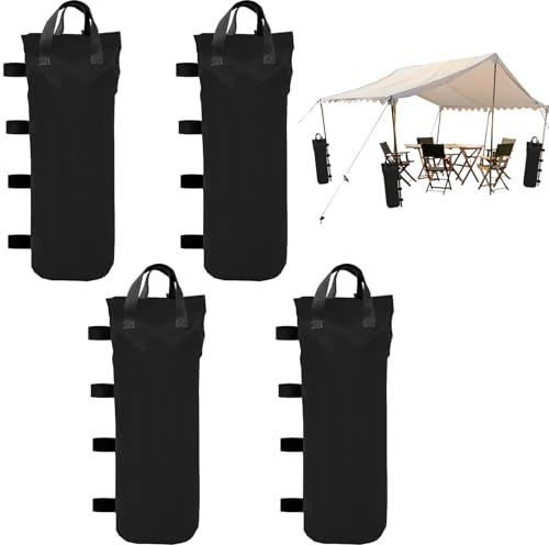CUVZORA Lot de 4 poids pour tonnelle, sacs de sable, tente, sac de sable avec clous de fixation, poids renforcés 800D Oxford pour tonnelle, tonnelle, jardin, plage, tente (22 x 50 cm)