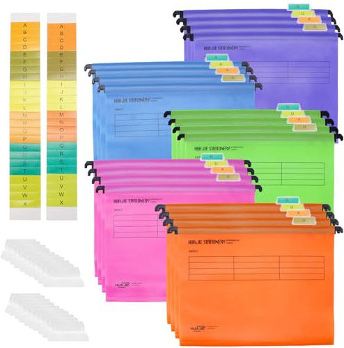 Tbintul 20 Stück A4 Hängeregister,Polypropylen für Hängemappen mit Tabs und Einsätzen,A4 Hängehefter,Hängeregister Mappen für Büro Schule Schreibtisch Arbeit