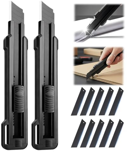 Heavy-Duty Sharp Utility Knife, 2025 Cuttermesser, Profi Cuttermesser Set Mit 10 Abbrechklinge, Cutter Edelstahl Universalmesser, Hochleistungs Scharfmesser Heavy-Duty Sharp Utility Knife (2PCS)